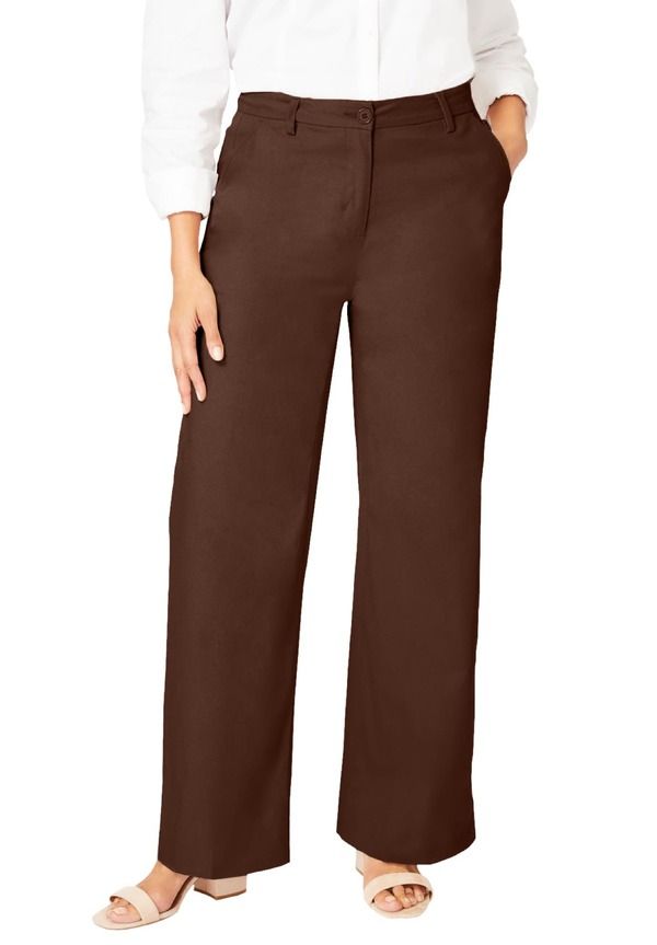 ジェシカロンドン レディース ボトムス レギンス コットン Jessica London Stretch Cotton Chino WideLeg Trouserich Brown ブラウン