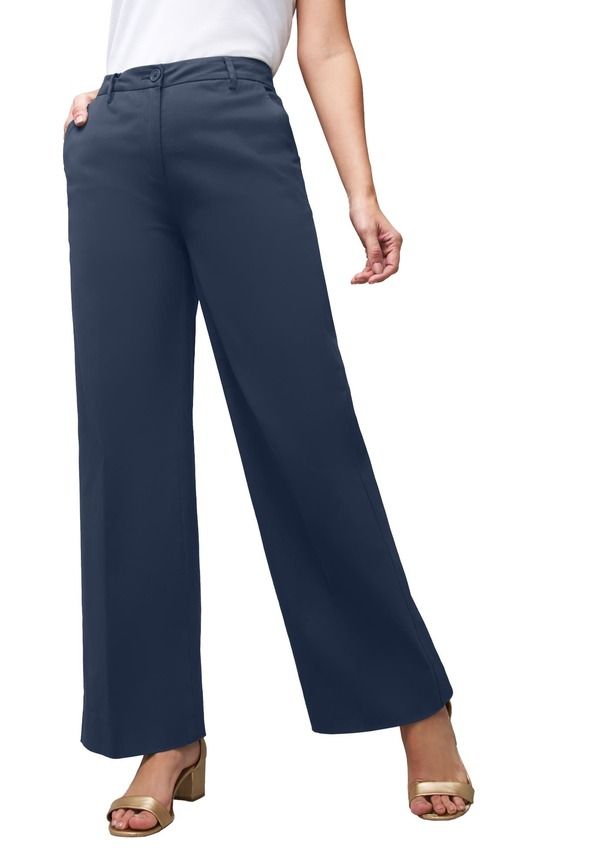 ジェシカロンドン レディース ボトムス レギンス コットン Jessica London Stretch Cotton Chino WideLeg Trouser Navy ネイビー