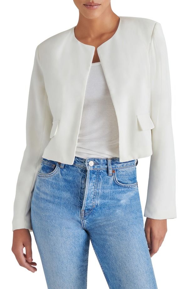 スティーブ マデン レディース アウター ジャケット・ブルゾン ブレザー Steve Madden Serene Crop Blazer White ホワイト