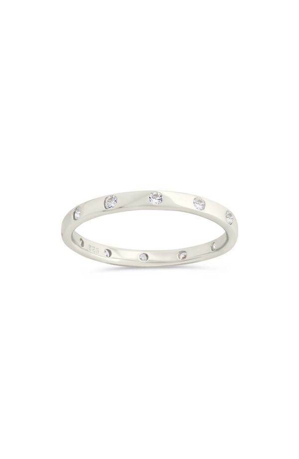 スターリングフォーエバー レディース アクセサリー 指輪 Sterling Forever Mindy Cubic Zirconia Studded Band Ring Silver シルバー 14,026円