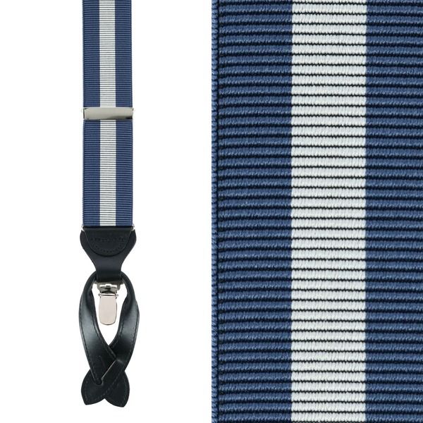 トラファルガー メンズ アクセサリー ベルトール Trafalgar Big Tall Oliver Stripe Convertible Suspenders Blue Grey グレー