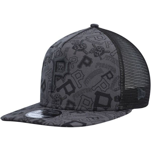 ニューエラ メンズ アクセサリー 帽子 Mens New Era Black Pittsburgh Pirates Repeat AFrame 9FIFTY Trucker Snapback Hat