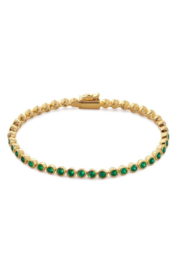 モニカヴィナダー レディース アクセサリー ブレスレット・バングル・アンクレット Monica Vinader Green Onyx Bezel Bracelet 18K Gold Vermeil ゴ