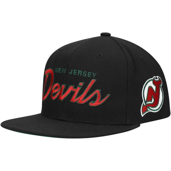 ミッチェルネス メンズ アクセサリー 帽子 ジャージー Mens Mitchell Ness Black New Jersey Devils Core Team Script 20 Snapback