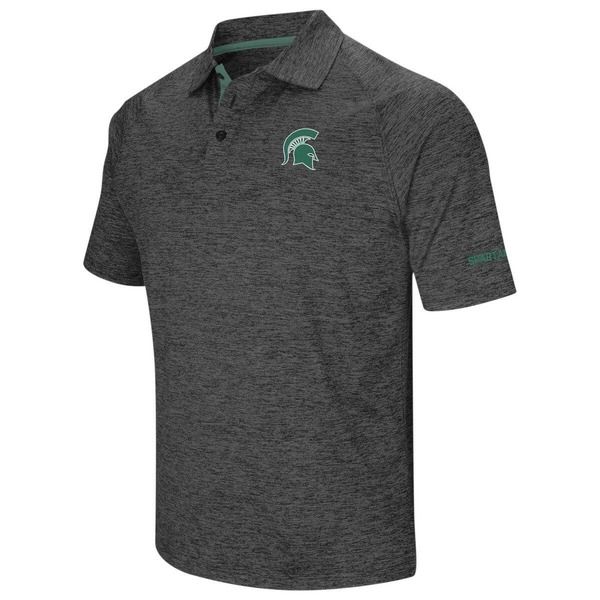 コロシアム メンズ トップス ポロシャツ トール ダウン Mens Colosseum Black Michigan State Spartans Big Tall Down Swing Polo B