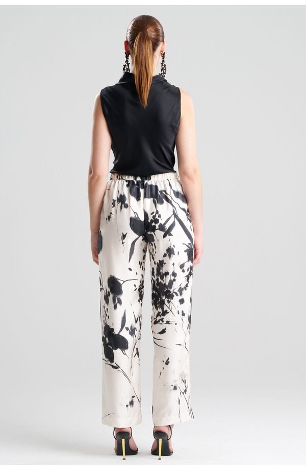 ナトリ レディース ボトムス レギンス パンツ シルク Natori Nara Silk Twill Pull on Pants BlackWhite ホワイト 80,190円