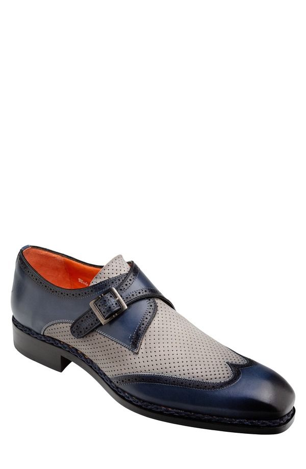 メズラン メンズ シューズ モンクストラップ モンク Mezlan Blanes Monk Strap Shoe Blue Grey グレー