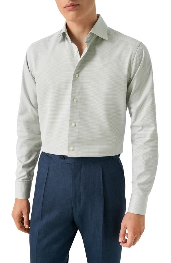 エトン メンズ トップス シャツ Eton Contemporary Fit Signature Twill ButtonUp Shirt Light Green グリーン