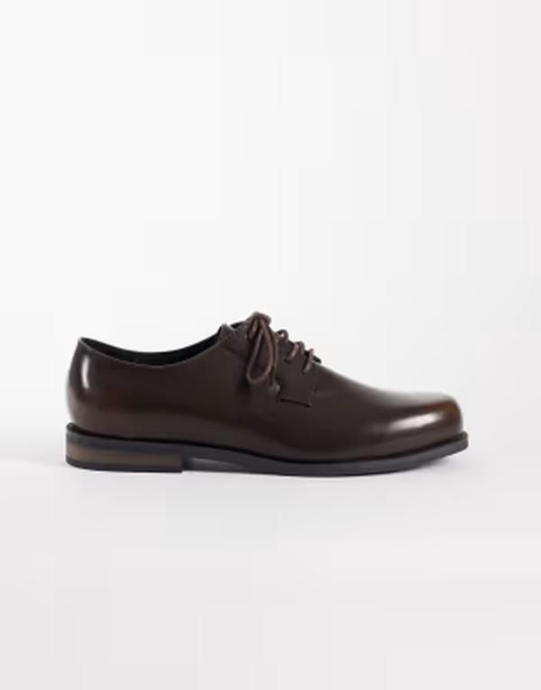 エイソス メンズ シューズ オックスフォード ダービー レース ASOS DESIGN lace up derby shoes BROWN ブラウン
