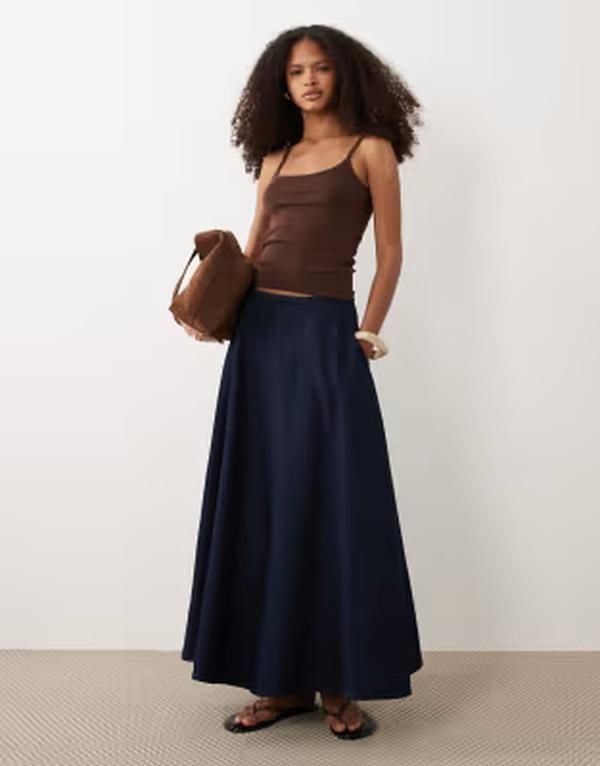 エイソス レディース ボトムスカート デニム ASOS DESIGN denim circle hemidaxi skirt in rinse wash Rinse デニム