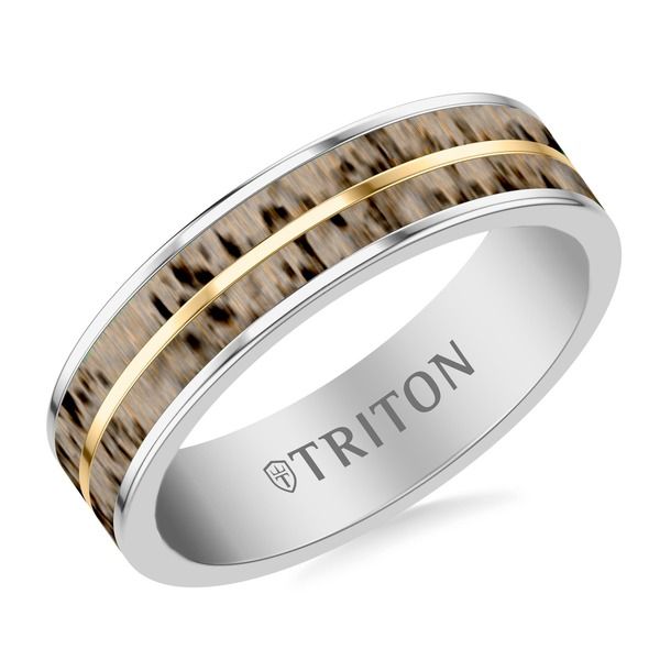 トリトン レディース アクセサリー 指輪 Triton 6MM White Tungsten Carbide andeer Antlering Metallic Silver シルバー