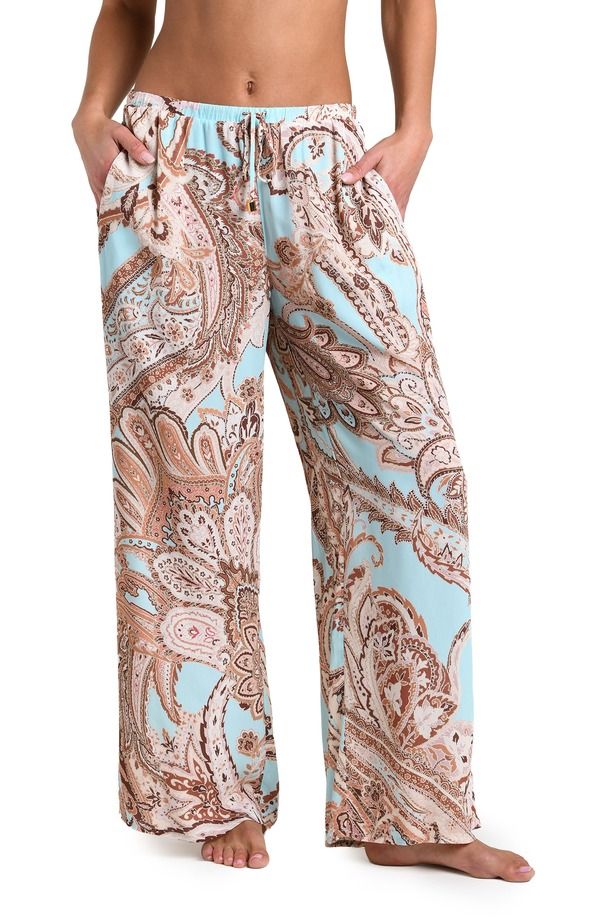 ラジャンス レディース ボトムス レギンス パンツ LAGENCE Traditional Paisley CoverUpants Blue Multi ブルー
