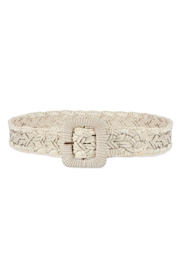サムエデルマン レディース アクセサリー ベルト レザー Sam Edelman Woven Raffia Leather Belt Bone