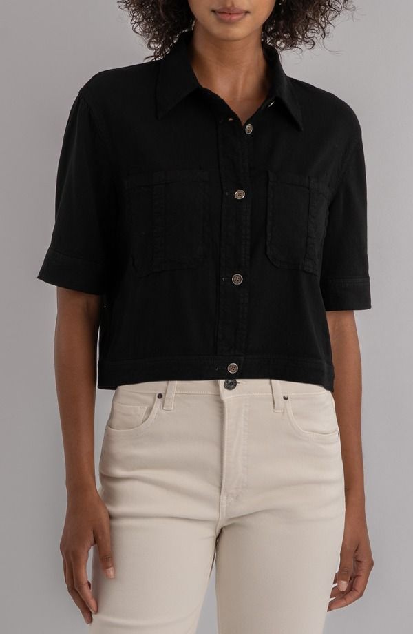 カットフロムザクロス レディース アウター ジャケット・ブルゾン リネン KUT from the Kloth Finley Short Sleeve Linen Blend Jacket Black