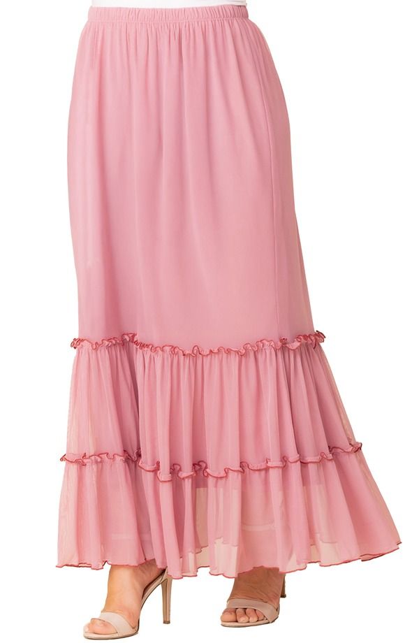 キヨナ レディース ボトムスカート ティアード メッシュ Kiyonna Isla Tiered Mesh Skirt Rose Quartz