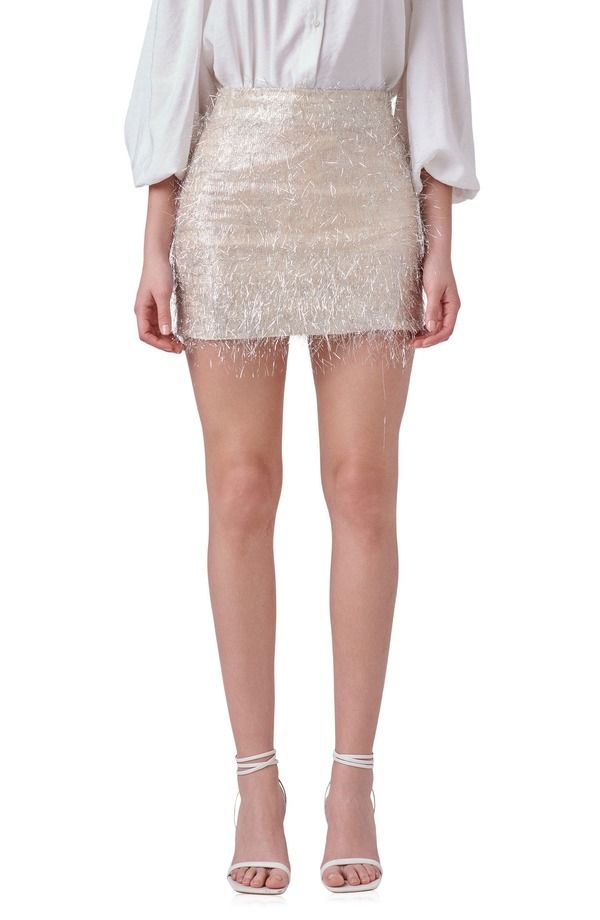 エンドレスローズ レディース ボトムスカート ミニ トール フリンジ Endless Rose Metallic Fringe Miniskirt Champagne シャンパン 20,060円