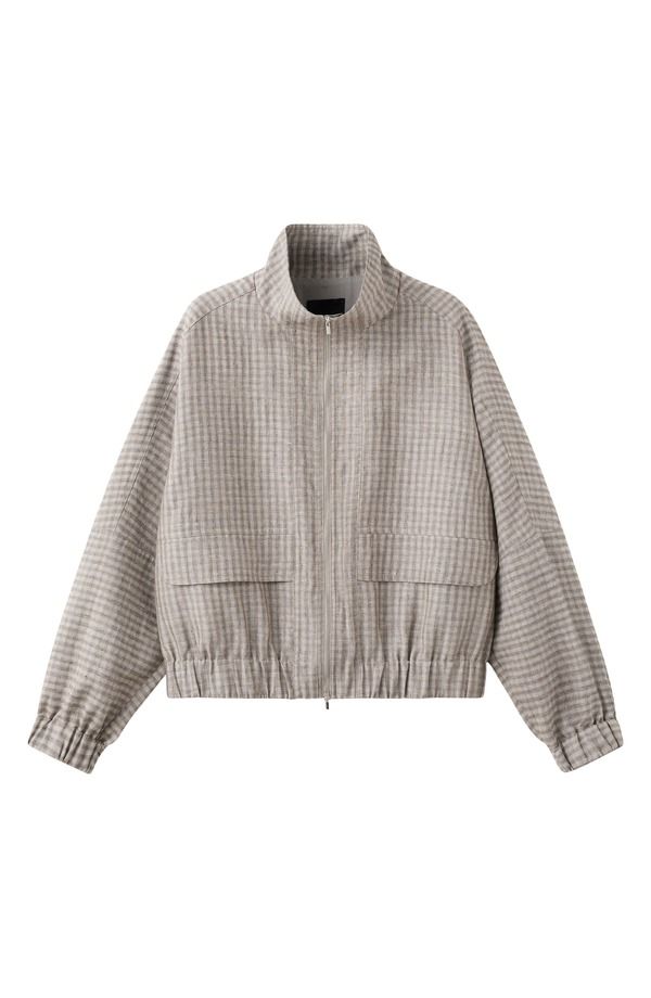 マンゴ レディース アウター ジャケット・ブルゾン MANGO Check Bomber Jacket Light Pastel Grey グレー
