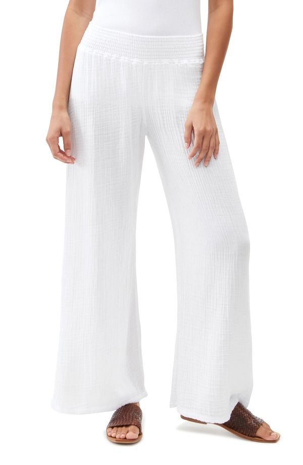 マイケルスターズ レディース ボトムス レギンス ワイドレッグ パンツ シャーリング Michael Starsmocked Wide Leg Pants White ホワイト