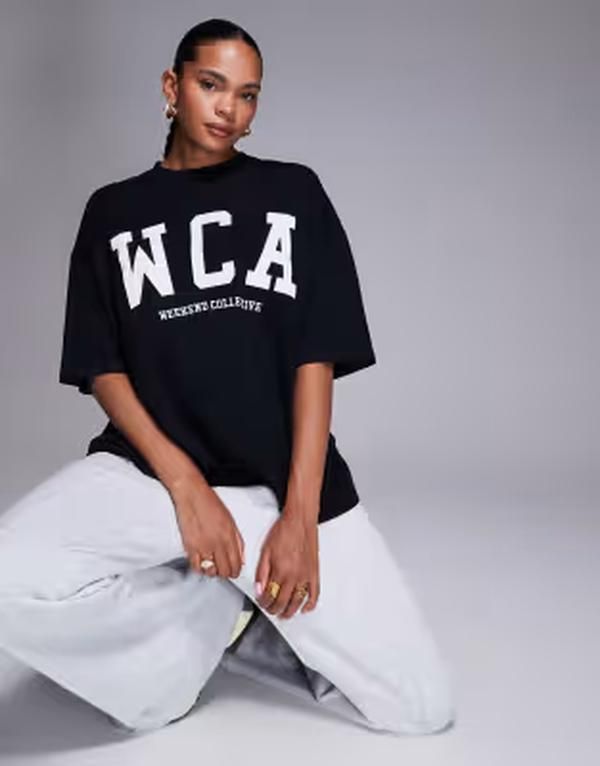 エイソス レディース トップス Tシャツ 刺繍 グラフィック ASOS Weekend Collective Weekend Collective Icon oversized Tshirt with