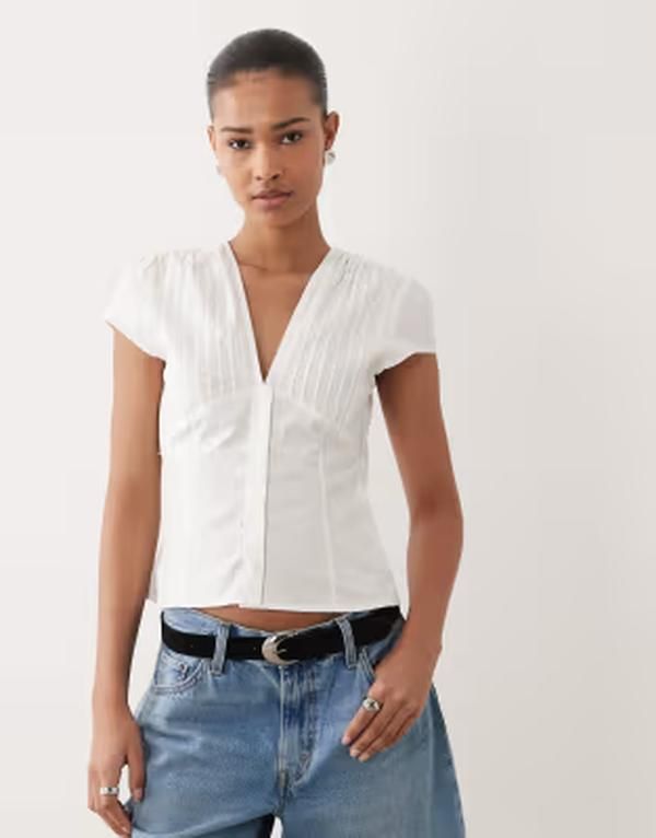 ジーナトリコ レディース トップス Tシャツ Vネック コットン ブラウス Gina Tricotton rich v neck short sleeve blouse WHITE ホワイト 14,686円