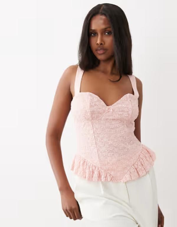 ジーナトリコ レディース トップス Tシャツ レース Gina Tricot corset detailace topink ピンク 13,285円