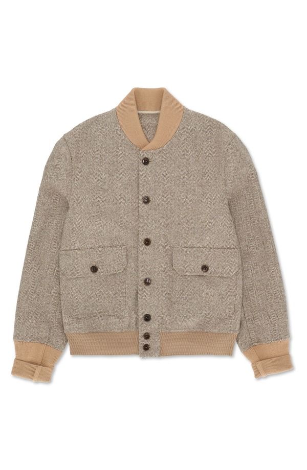 フォルテラ メンズ アウター ジャケット・ブルゾン Fortela Herringbone Bomber Jacket Beige ベージュ