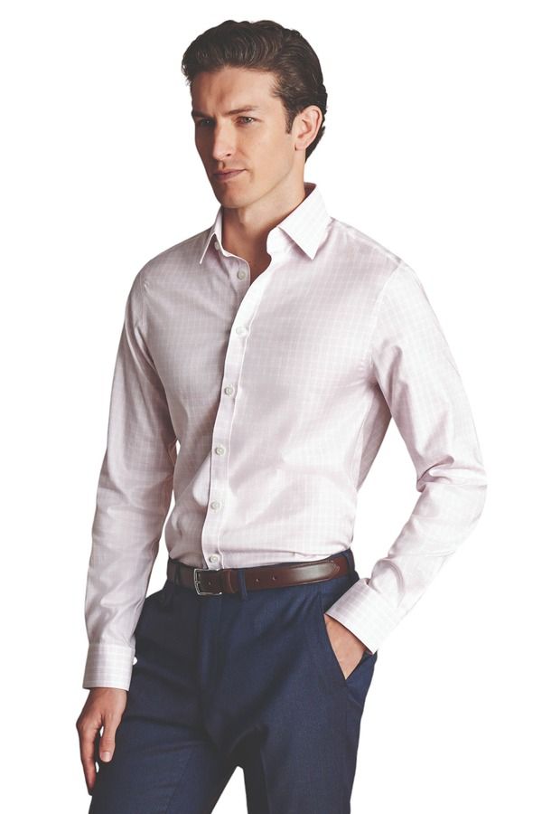 チャールズティリット メンズ トップス シャツ スリムフィット Charles Tyrwhittriple Check NonIron Twill Slim Fit Shirt Single Cuff
