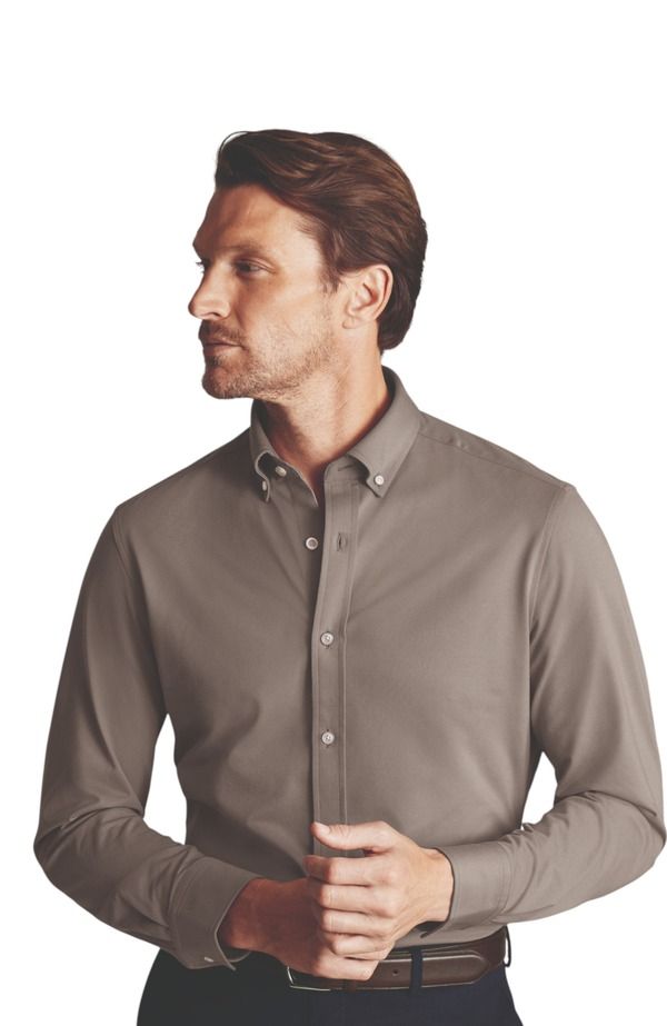 チャールズティリット メンズ トップス シャツ ジャージー Charles Tyrwhitt 4 Way Stretch Jersey Shirt Mocha モカ