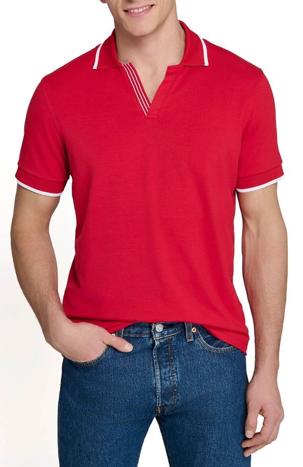 コンストラクト メンズ トップス ポロシャツ スリムフィット CONSTRUCT Slim Fit Solid Johnny Collar Short Sleeve Polo Red レッド