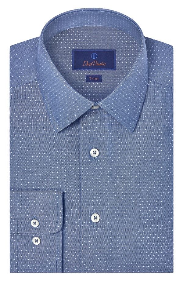 デイビッドドナヒュー メンズ トップス シャツ コットン Davidonahue Trim Fit Navy Micropattern Cotton Dobby Dresshirt Navy ネイビー