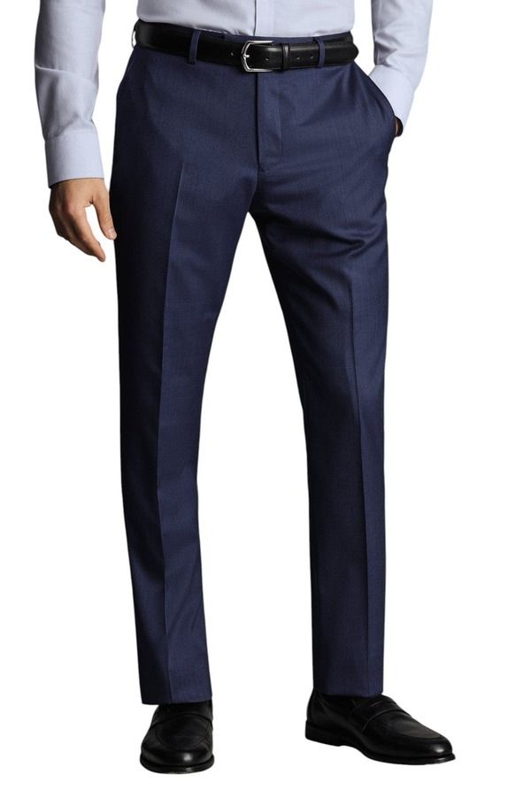 チャールズティリット メンズ ボトムス カジュアルパンツ Charles Tyrwhitt Ultimate Performance Sharkskin Suitrousers Royal Blue