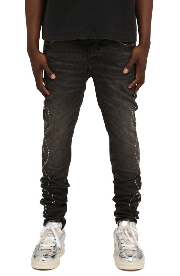 パープルブランド メンズ ボトムス デニムパンツ ジーンズ PURPLE BRAND Hotfix Twist Skinny Jeans Black ブラック