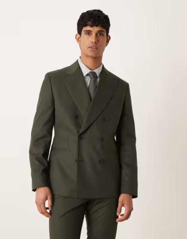 エイソス メンズ アウター ジャケット・ブルゾン ASOS DESIGN slim suit jacket in dark green twill DARK GREEN グリーン