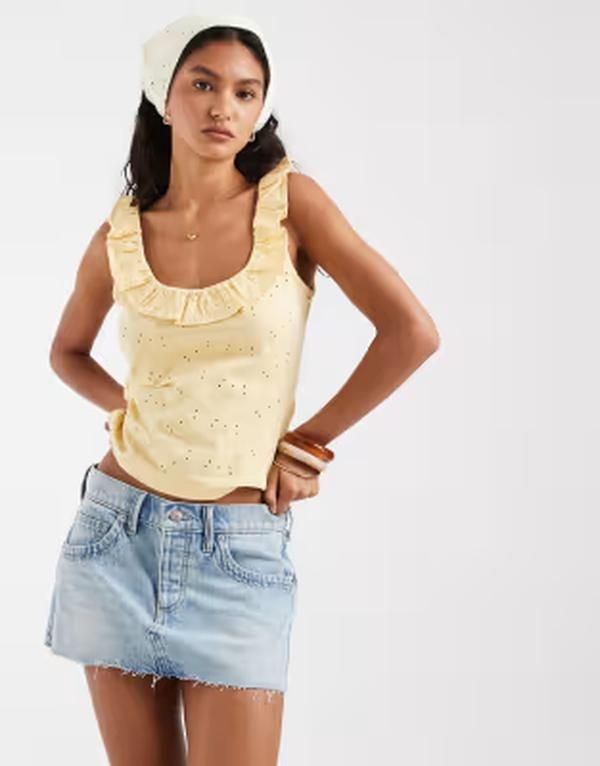 フリーピープル レディース ボトムスカート ローライズ ミニ デニム Free People Lainey low rise denimini skirt BLUE ブルー