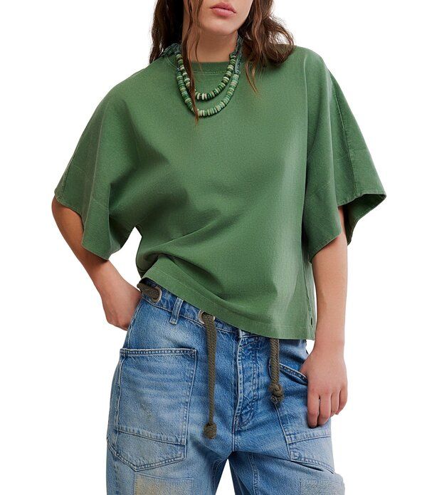 フリーピープル レディース トップス Tシャツ Free People We The Free Atlas Boat Neck 34 Dolman Sleeve Tee Forest Fairy フォ