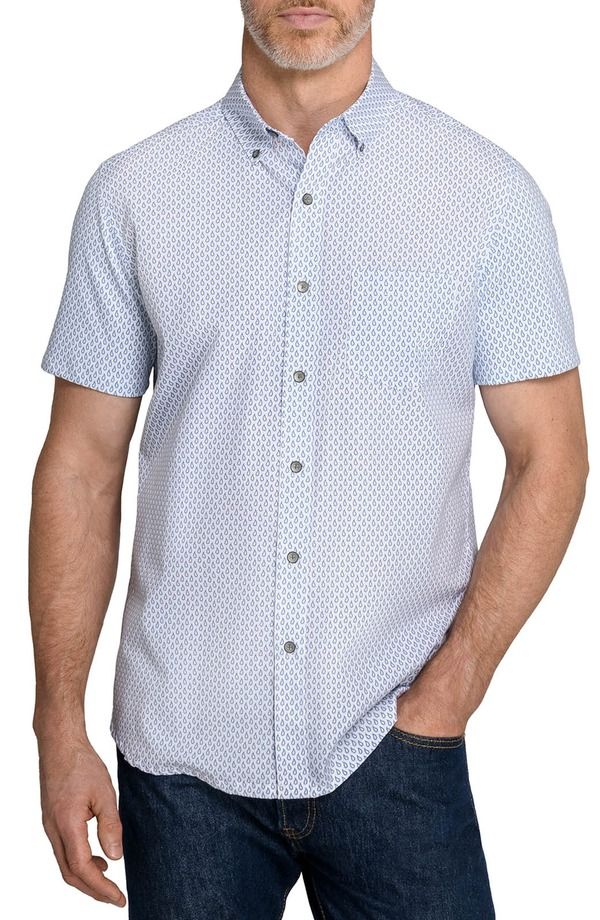 ダブリューアールケー メンズ トップス シャツ WRK Raindrop Reworked Short Sleeve ButtonUp Shirt WHITE BLUE ホワイト 27,170円