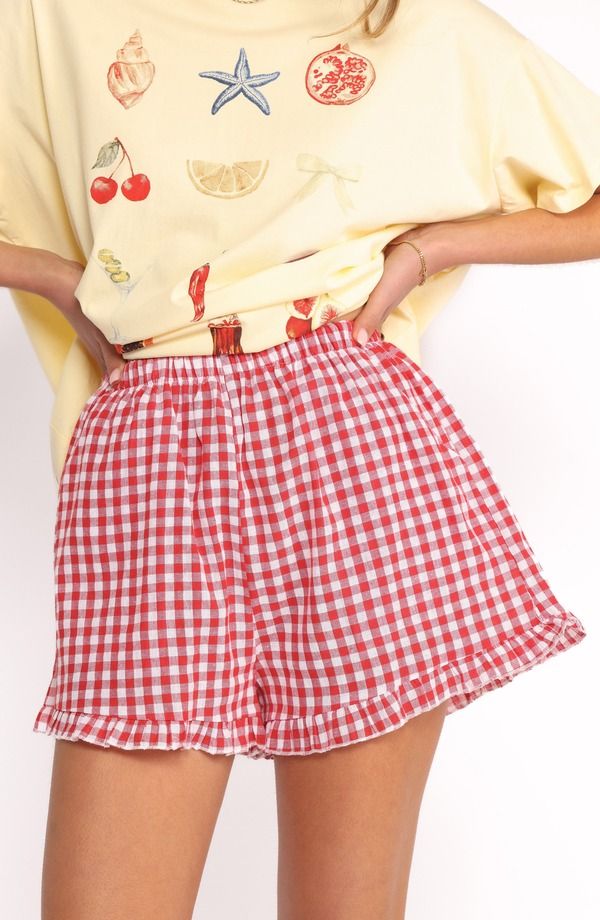 ペタルアンドパップ レディース トップス Tシャツ ギンガムチェック ショートパンツ ギンガム グラフィック Petal Pup Daphne Graphic TShirt Gingham Short