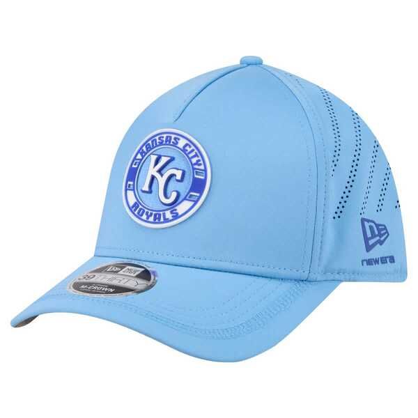 ニューエラ メンズ アクセサリー 帽子 Mens New Era Light Blue Kansas City Royals Patch 39THIRTY AFrame MCrown Perforat