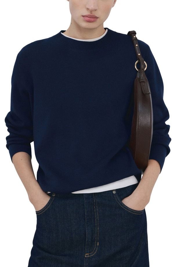 マンゴ レディース アウター ニット・セーター クルーネック MANGO Fine Knit Crewneck Sweater DARK NAVY ネイビー 12,305円