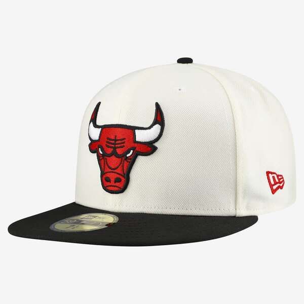 ニューエラ メンズ アクセサリー 帽子 Mens New Era WhiteBlack Chicago Bulls Chrome 59FIFTY Fitted Hat White ホワイト
