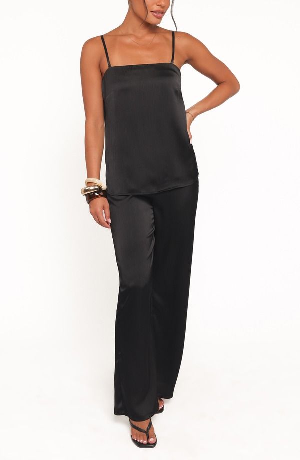 ペタルアンドパップ レディース ボトムス カジュアルパンツ サテン Petal Pup Selena Satin Camisole Pantset BLACK ブラック
