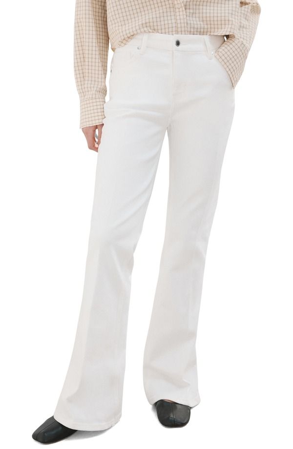 マンゴ レディース ボトムス デニムパンツ ハイウエスト フレア ジーンズ MANGO Violeta High Waist Flare Leg Jeans WHITE ホワイト 12,305円