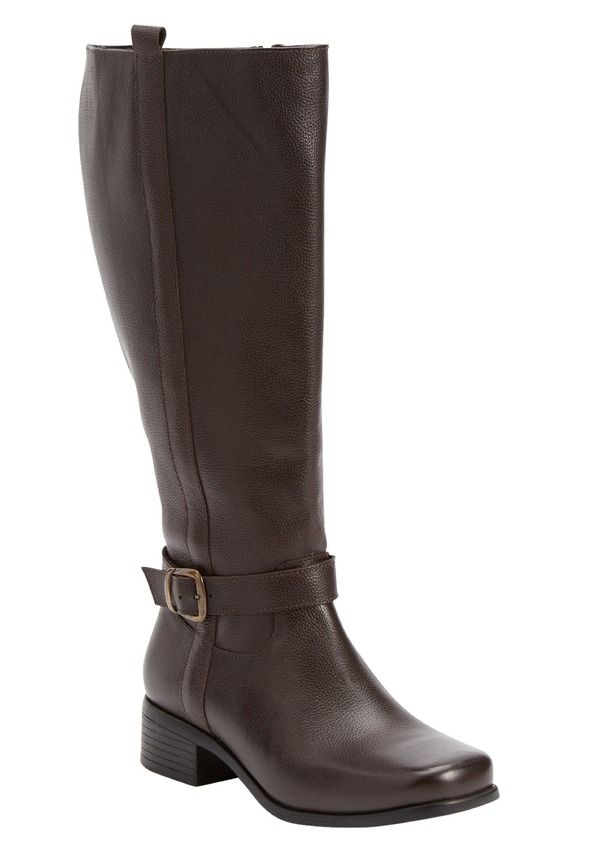 コンフォートビュー レディース シューズ ブーツ・レインブーツ レザー Comfortview The Donna Wide Calf Leather Boot Women BROWN ブラウン
