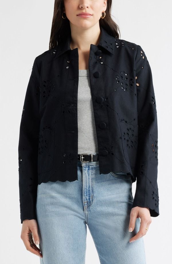 キャスロン レディース アウター ジャケット・ブルゾン レース Caslon Eyelet Lace Jacket BLACK ブラック 18,965円