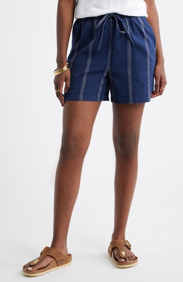 キャスロン レディース ボトムス ハーフパンツ・ショーツ ショートパンツ コットン Caslon Cotton Blendobby PullOn Shorts NAVY IVORY STRIPE アイ