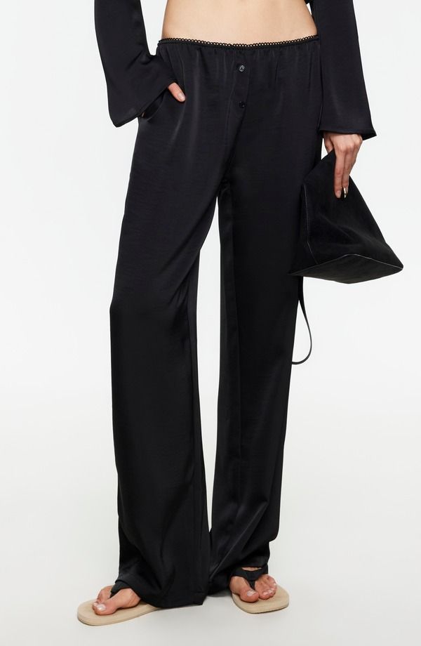ライオネス レディース ボトムス レギンス ワイドレッグ パンツ サテン LIONESS In Bloom Wide Leg Satin Pants NOIR