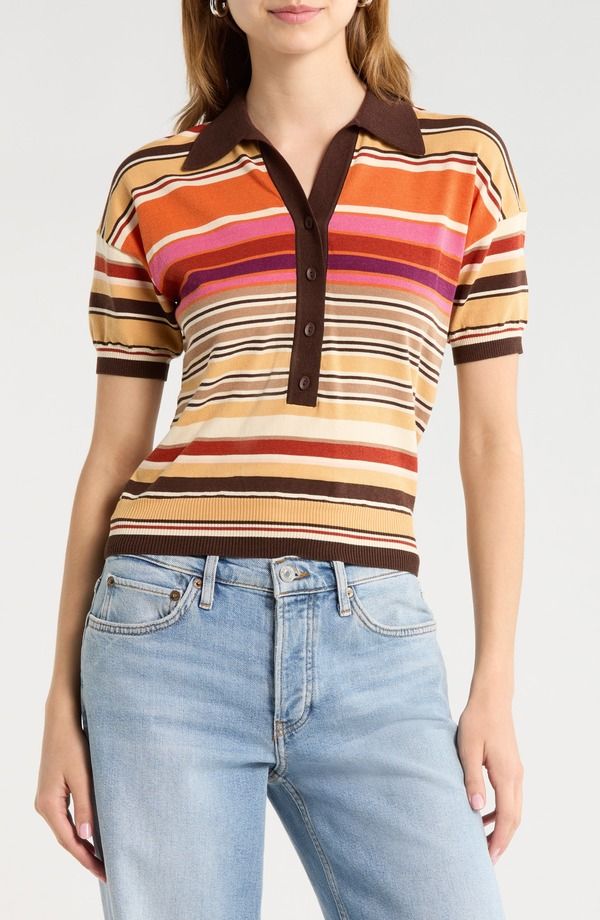 フェイスフルザブランド レディース トップス シャツ ニット Faithfull the Brand Sable Stripe Knit Polo MURANO STRIPE ストライプ