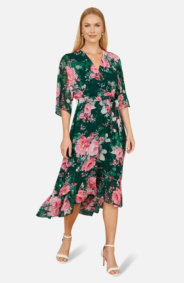 ユミキム レディース トップス ワンピース ミディ Yumidip Hem Wrap Midi Dress Green グリーン