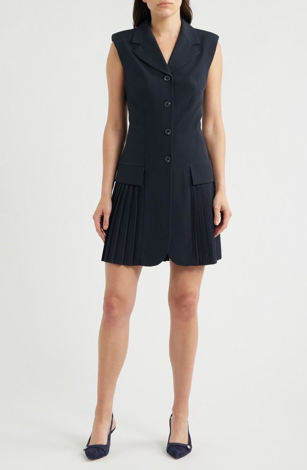 ヴィンスカムート レディース トップス ワンピース シャツ ノースリーブ Vince Camuto Pleat Detail Sleevelesshirtdress NAVY ネイビー 26,134円