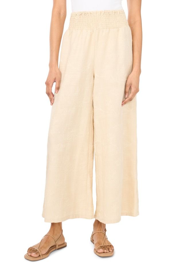ヴィンスカムート レディース ボトムス カジュアルパンツ ワイドレッグ シャーリング Vince Camuto Smocked Waist Crop Wide Leg PantsANDRIFT サンド 12,525円